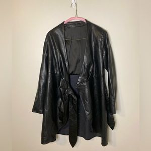 Trench coat dress with attached belt